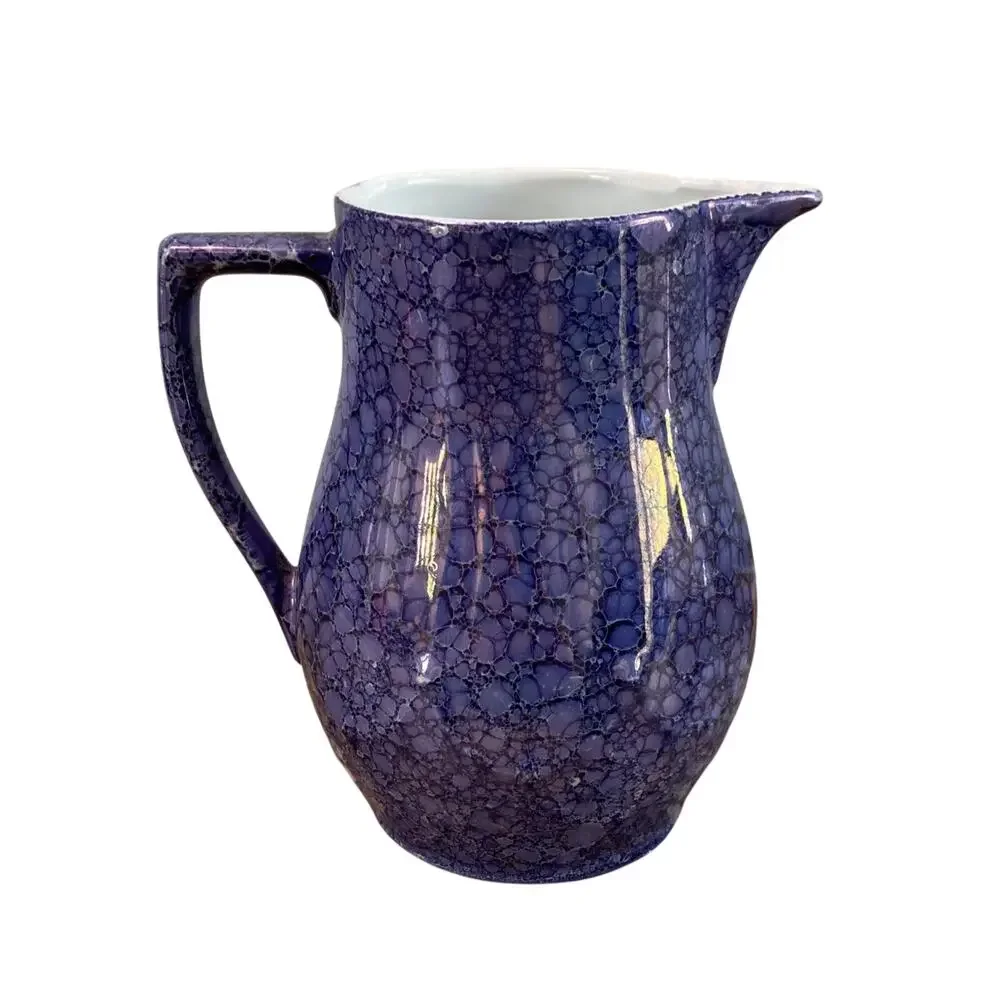 Vintage Retsch Co RCW Blue Iridescent Pitcher Wunsiedel Bavaria Germany